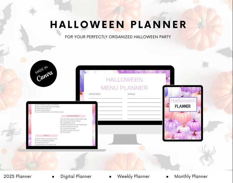 Halloweenplanner | Afdrukbaar Halloween | Halloween-pdf | Halloween-logboek | Halloween-recept | Halloween-dagboek | Halloween-schema